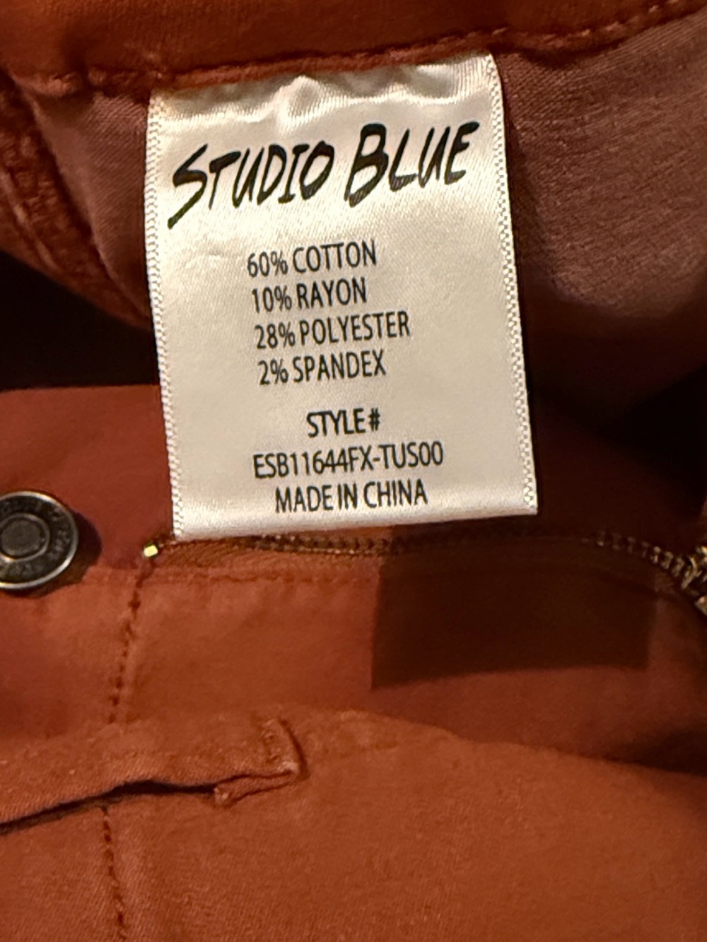 Studio Blue Rust Utility Crop Pants High Rise Stretch Cotton NWT Ankle 4/27 - Picture 8 of 8